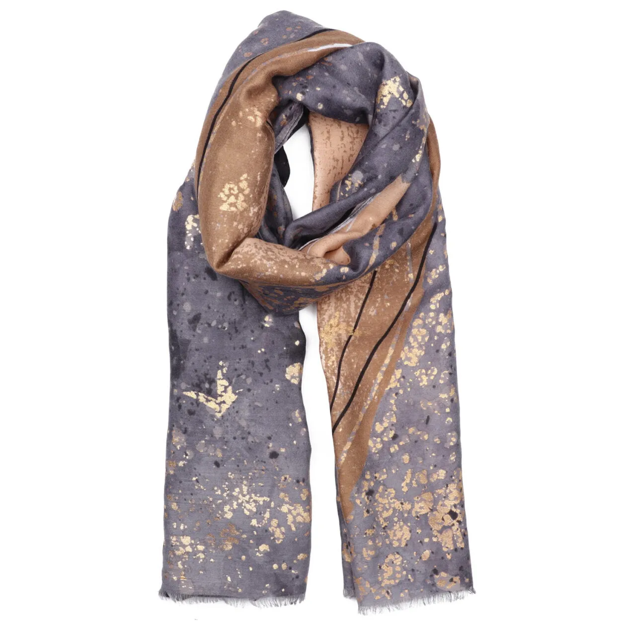 1045101- Metallic Abstract Black Scarf - Zelly