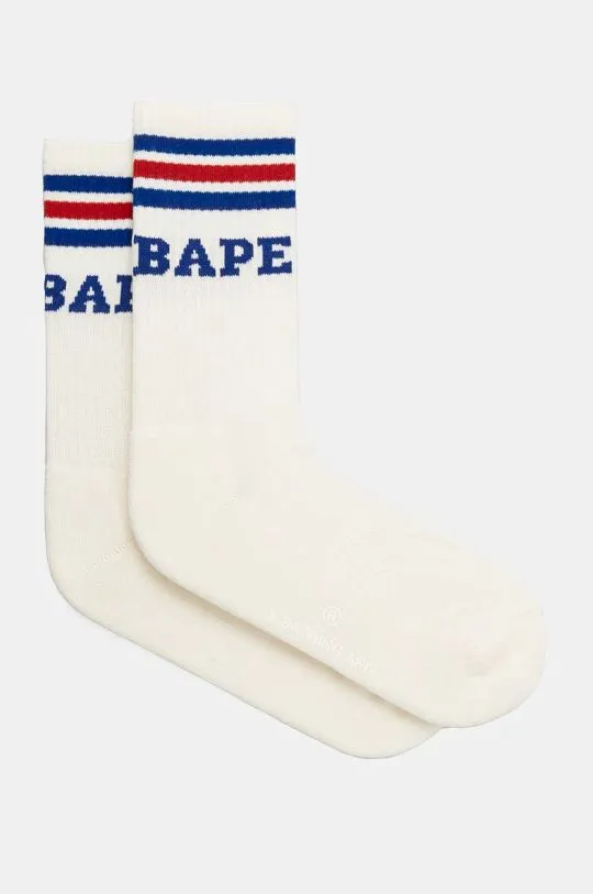 A Bathing Ape socks Bape Stripe men's beige color 1K80184003