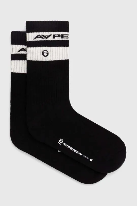 AAPE socks men's black color AAPSOM5135XXM