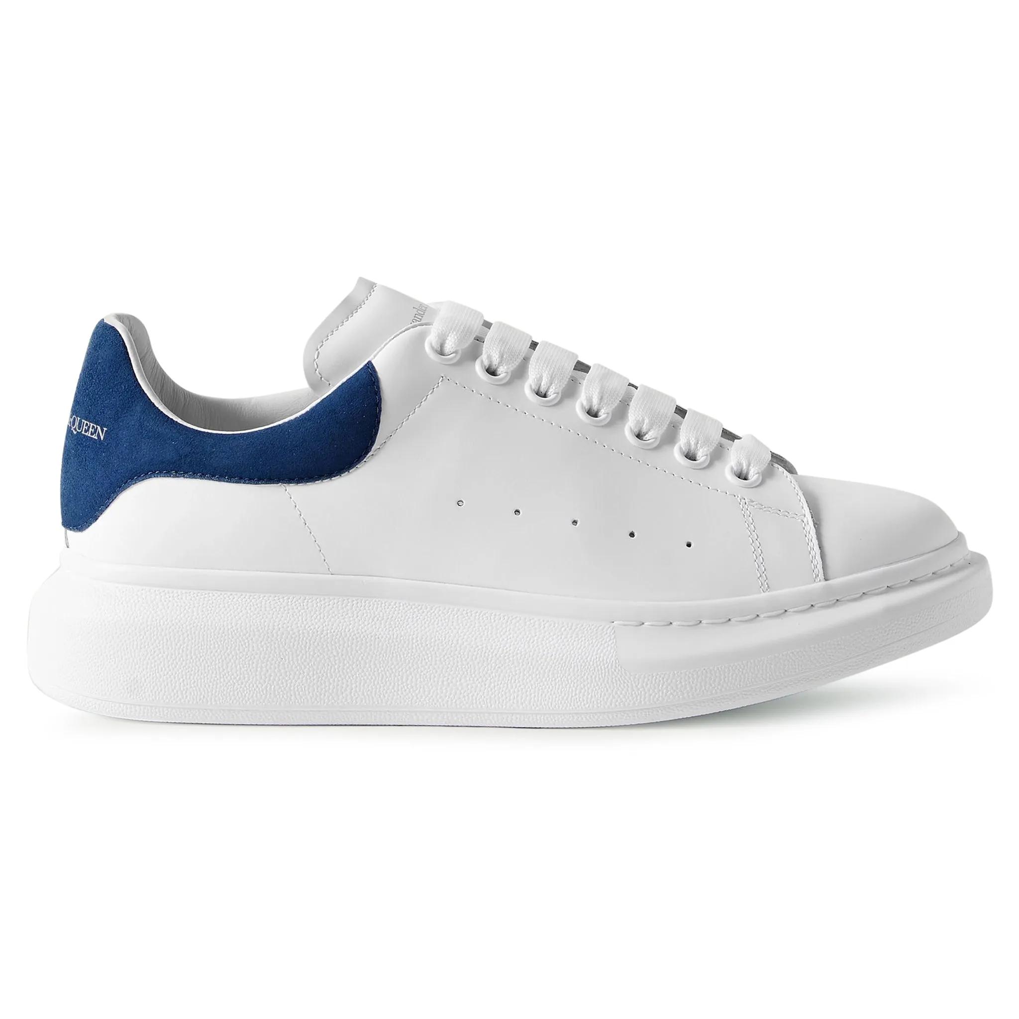 Alexander Mcqueen Raised Sole White Navy Suede Sneaker