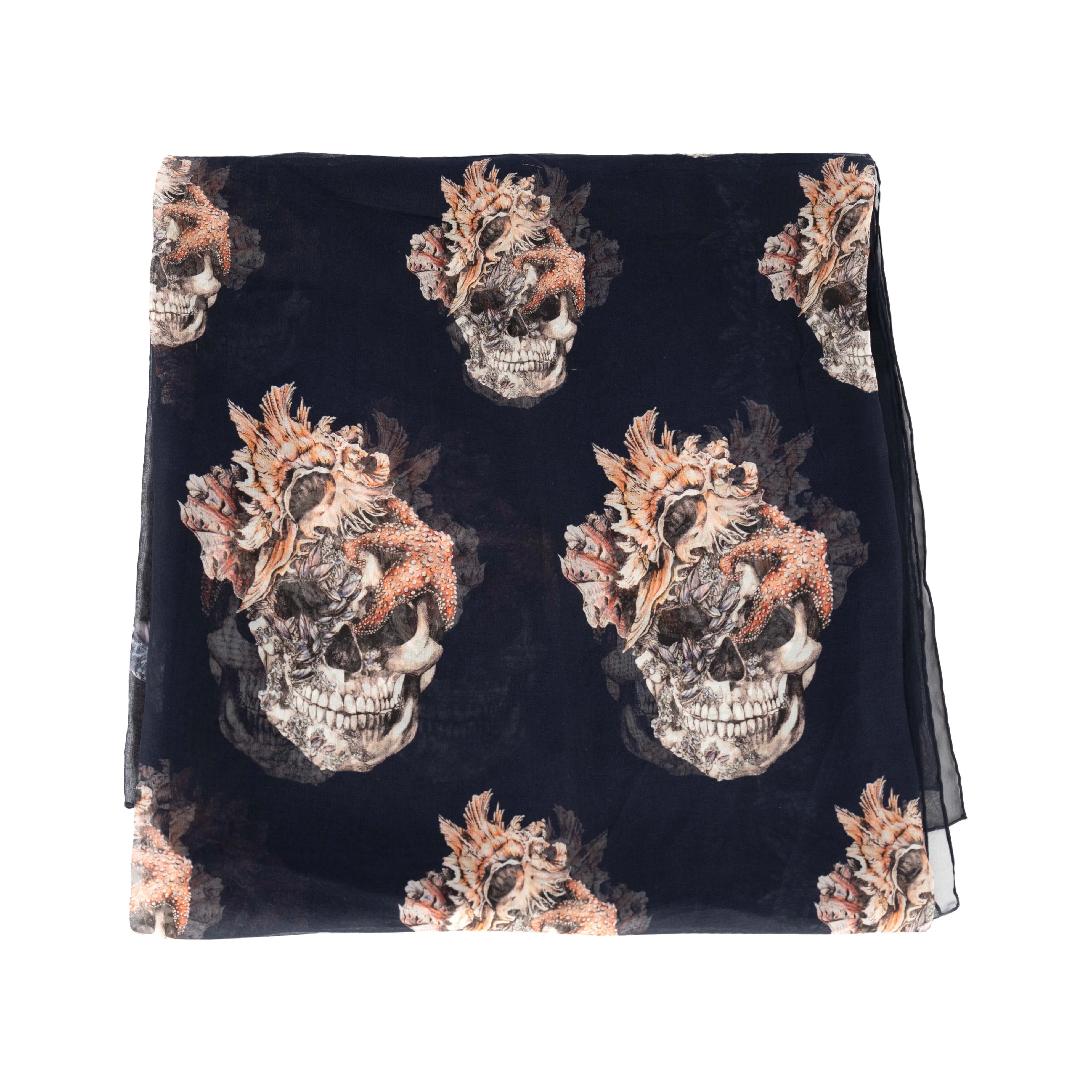 Alexander McQueen Sheer Skull Scarf - '20s