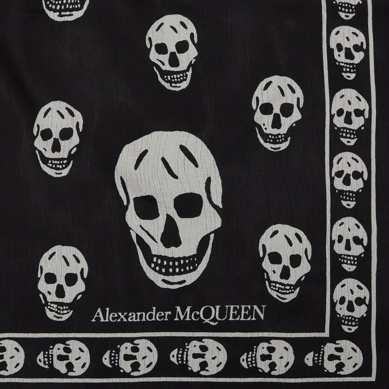 ALEXANDER MCQUEEN Wool Skull Square Scarf - Black  Ivory