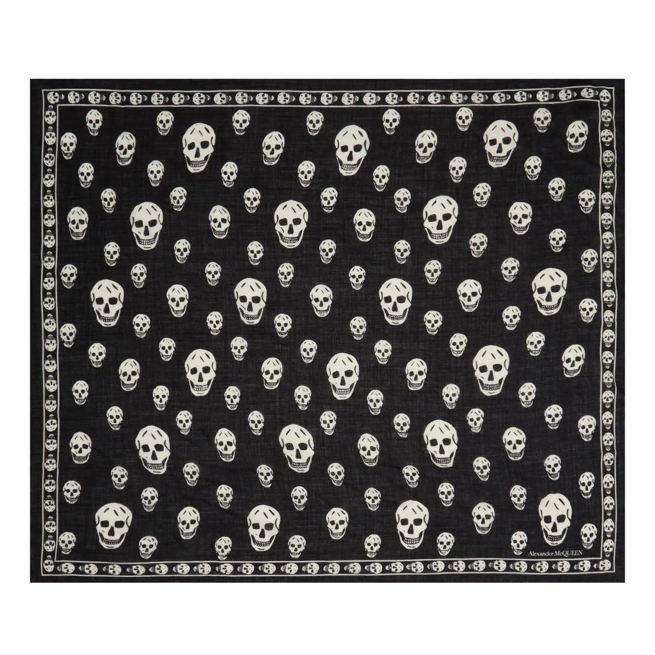 ALEXANDER MCQUEEN Wool Skull Square Scarf - Black  Ivory