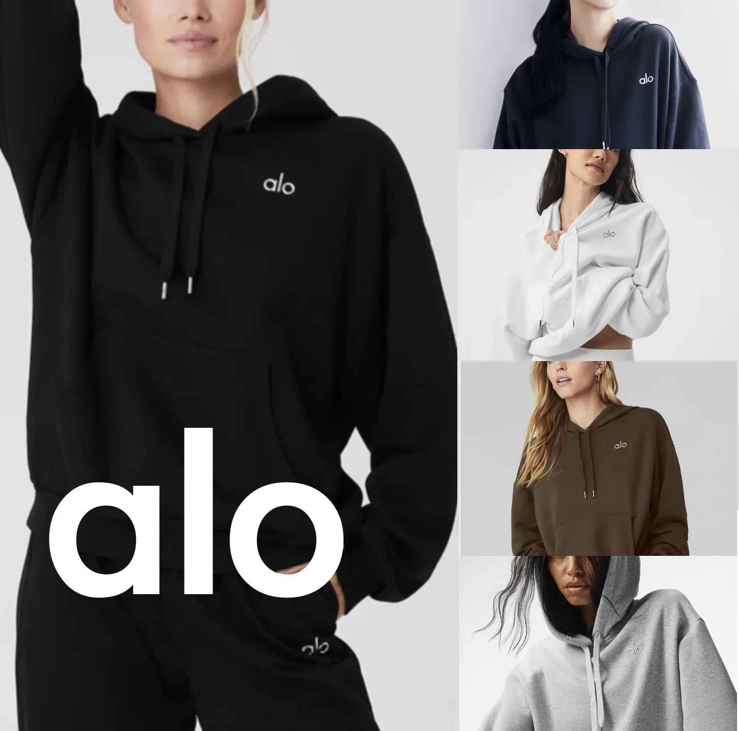 ALO Yoga  |Street Style Long Sleeves Plain Logo Skater Style