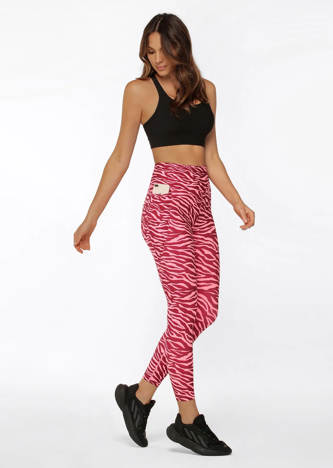 Amy Phone Pocket Ankle Biter Leggings | Bright Zebra | Tights and Leggings | Lorna Jane Australia