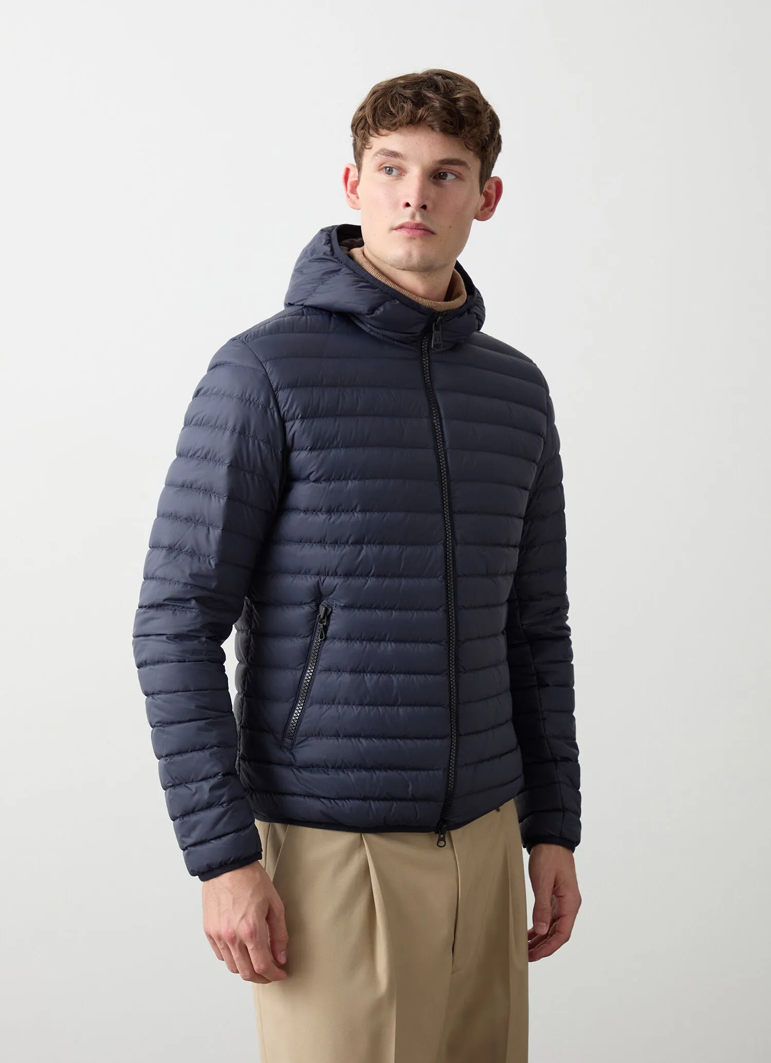 Autumn down jacket with hood-