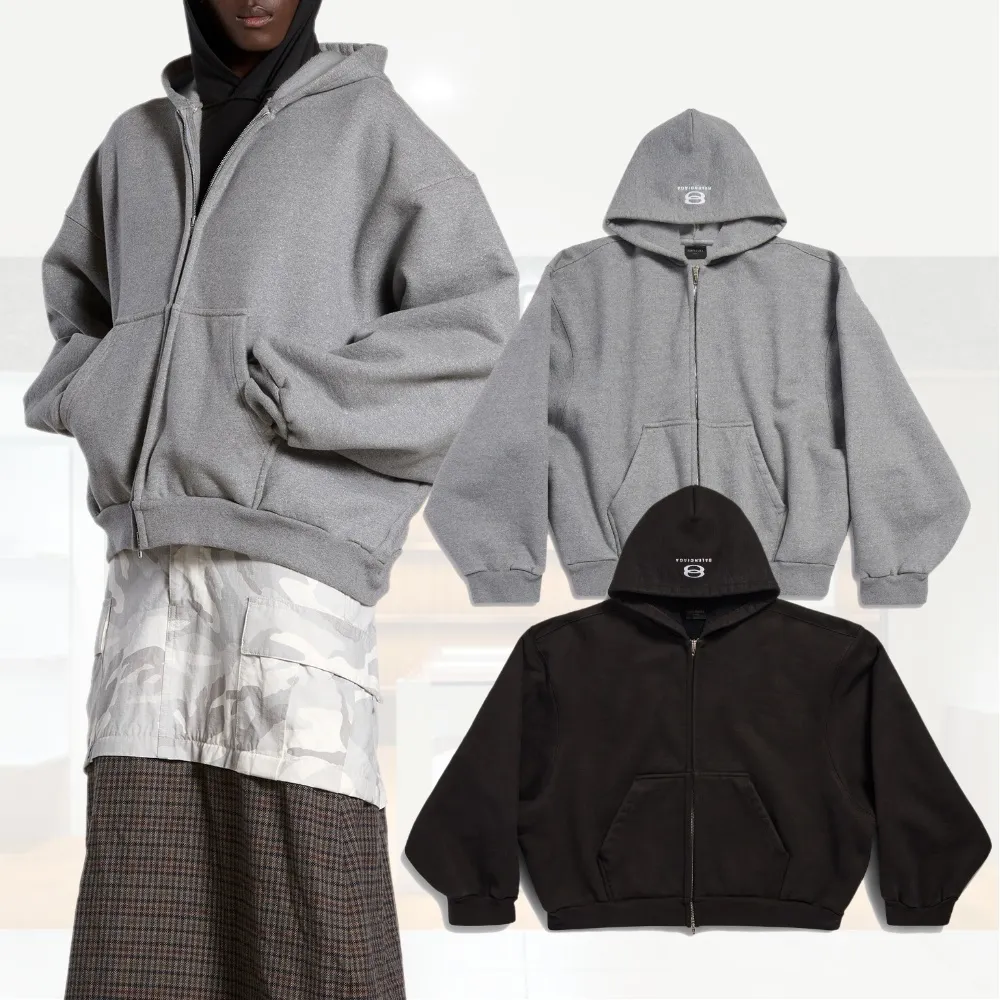 BALENCIAGA  |Unity Sports Icon Boxy Zip-up Hoodie Large Fit in White