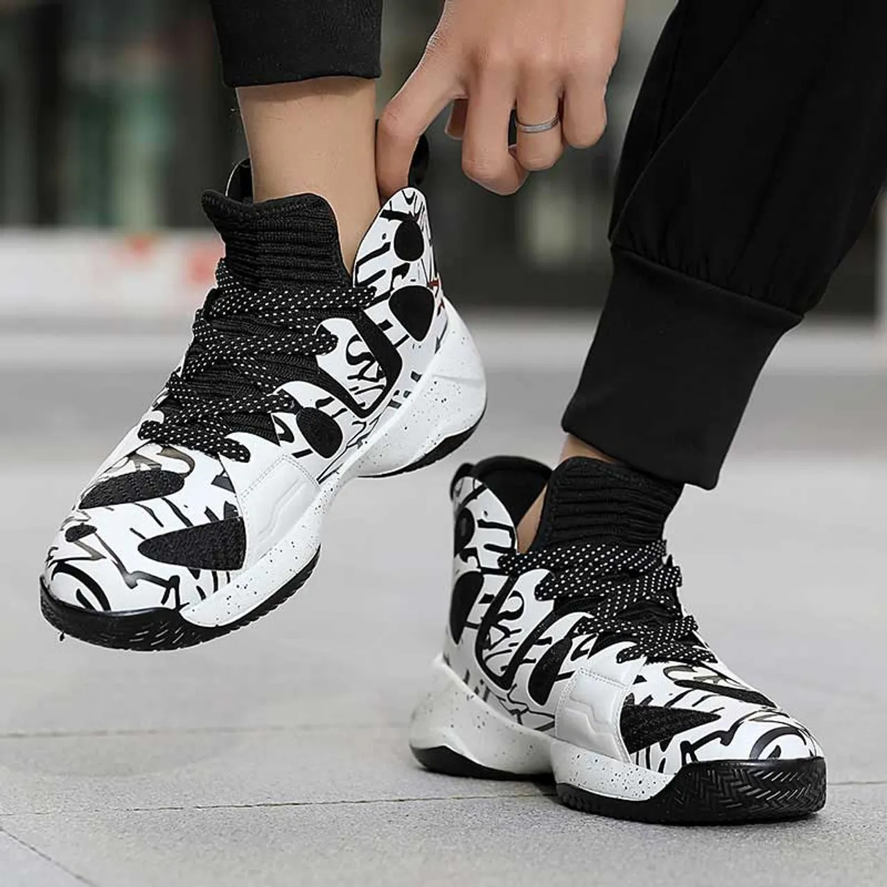 Black microfiber stripe pattern sport shoe sneaker