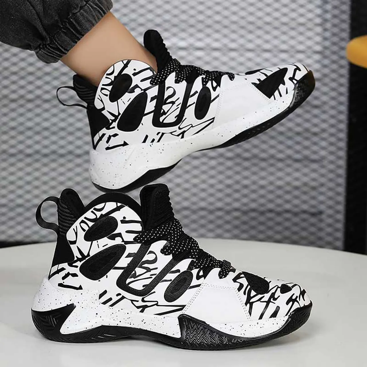 Black microfiber stripe pattern sport shoe sneaker