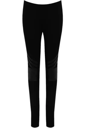 Black PVC Textured Leggings 