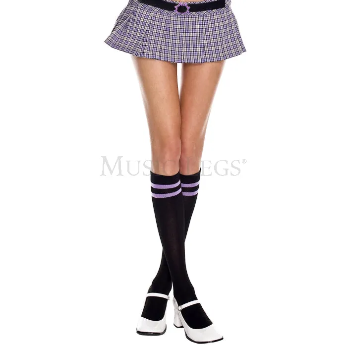 Blk/Purple 2 stripe knee Socks