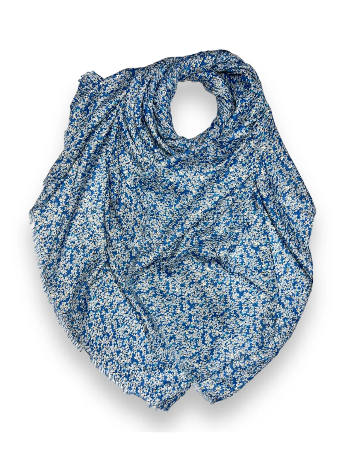 Blue Ditsy Floral Gold Fleck Scarf