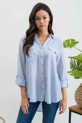 Bluebell Striped Button Down Top