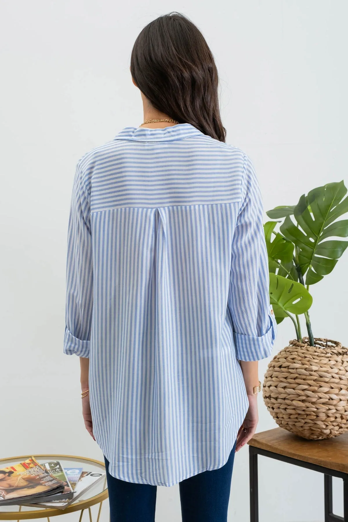 Bluebell Striped Button Down Top