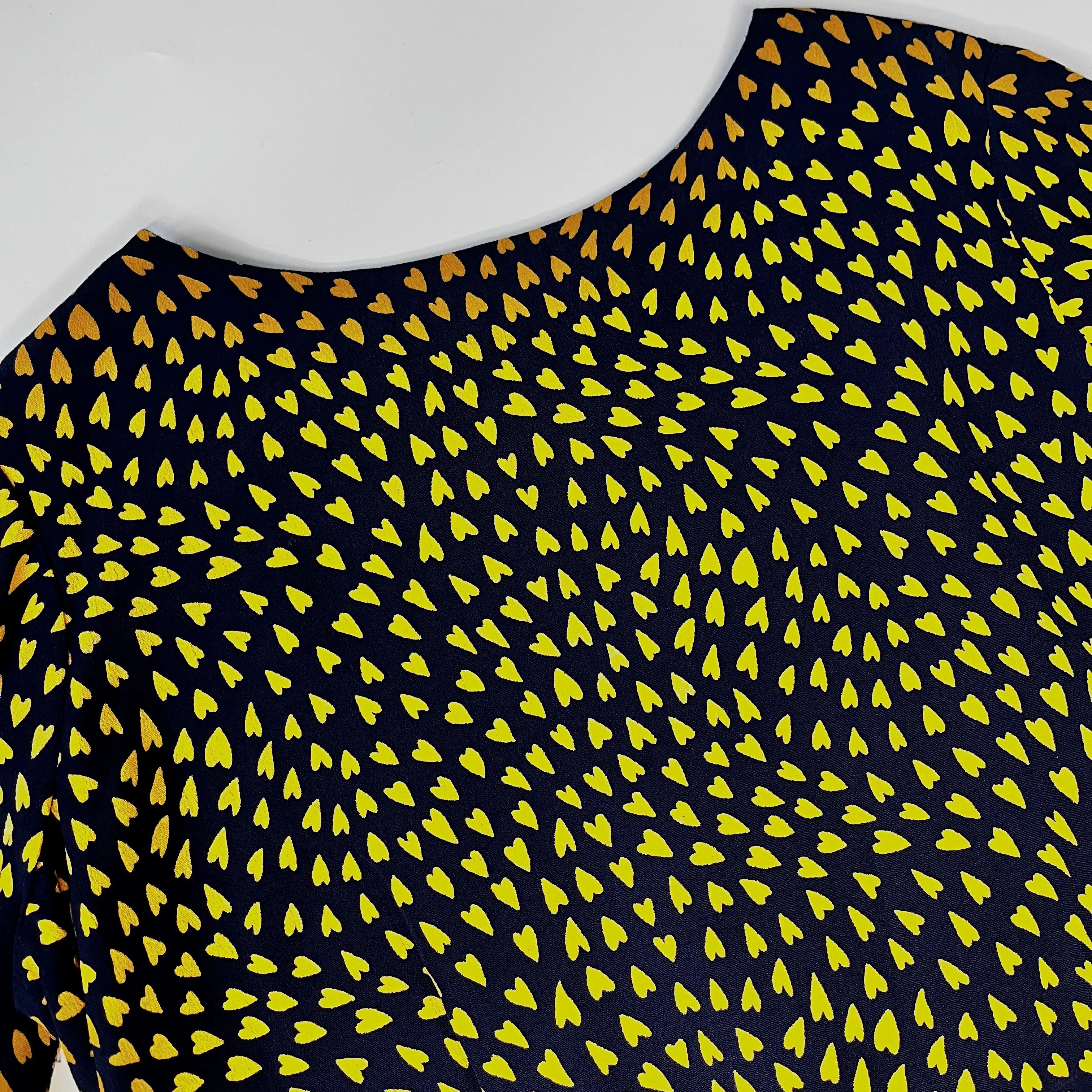 Bonpoint Navy And Mustard Heart Print Dress: 6 Years