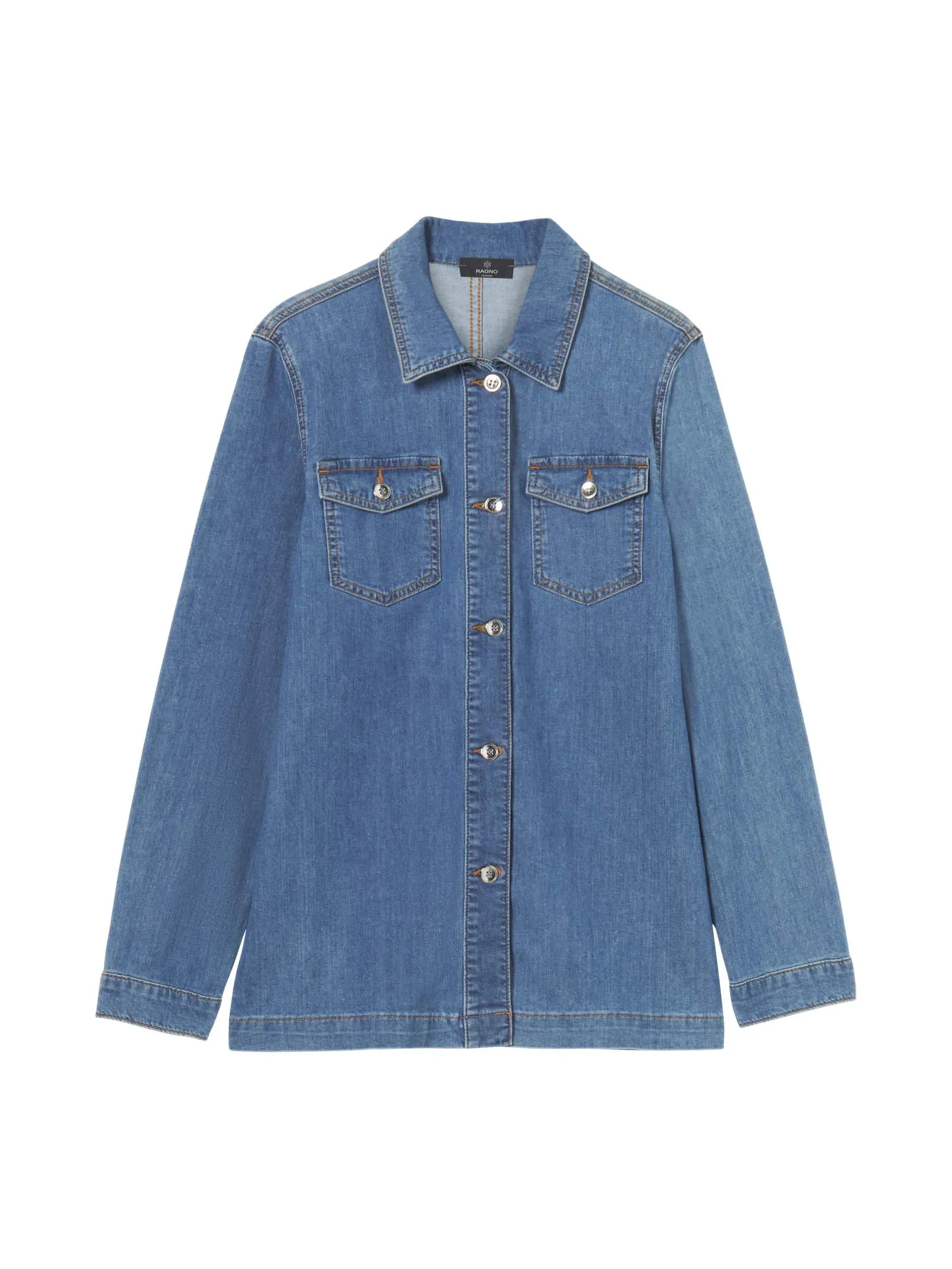 Camicia in denim di cotone elasticizzato