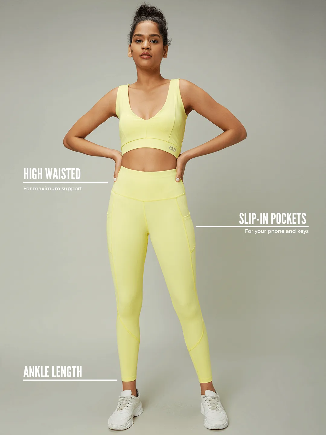 Candyfloss Yellow Plunge Bra & Aura Leggings