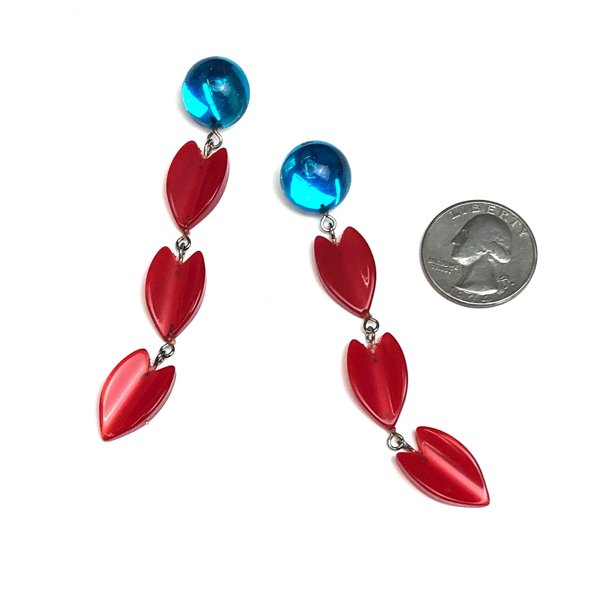 Capri & Cherry Red Moonglow Lucite Statement Earrings