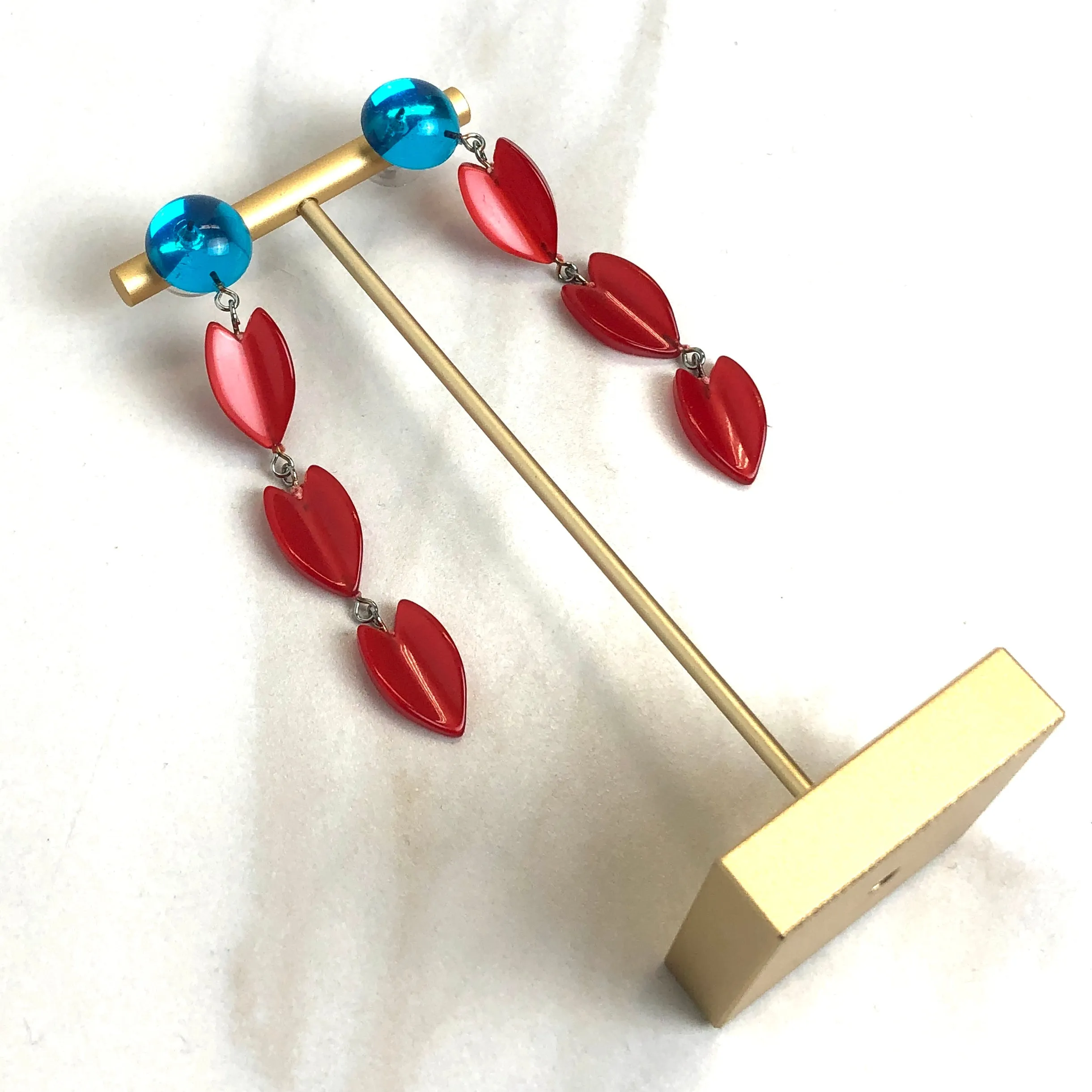 Capri & Cherry Red Moonglow Lucite Statement Earrings