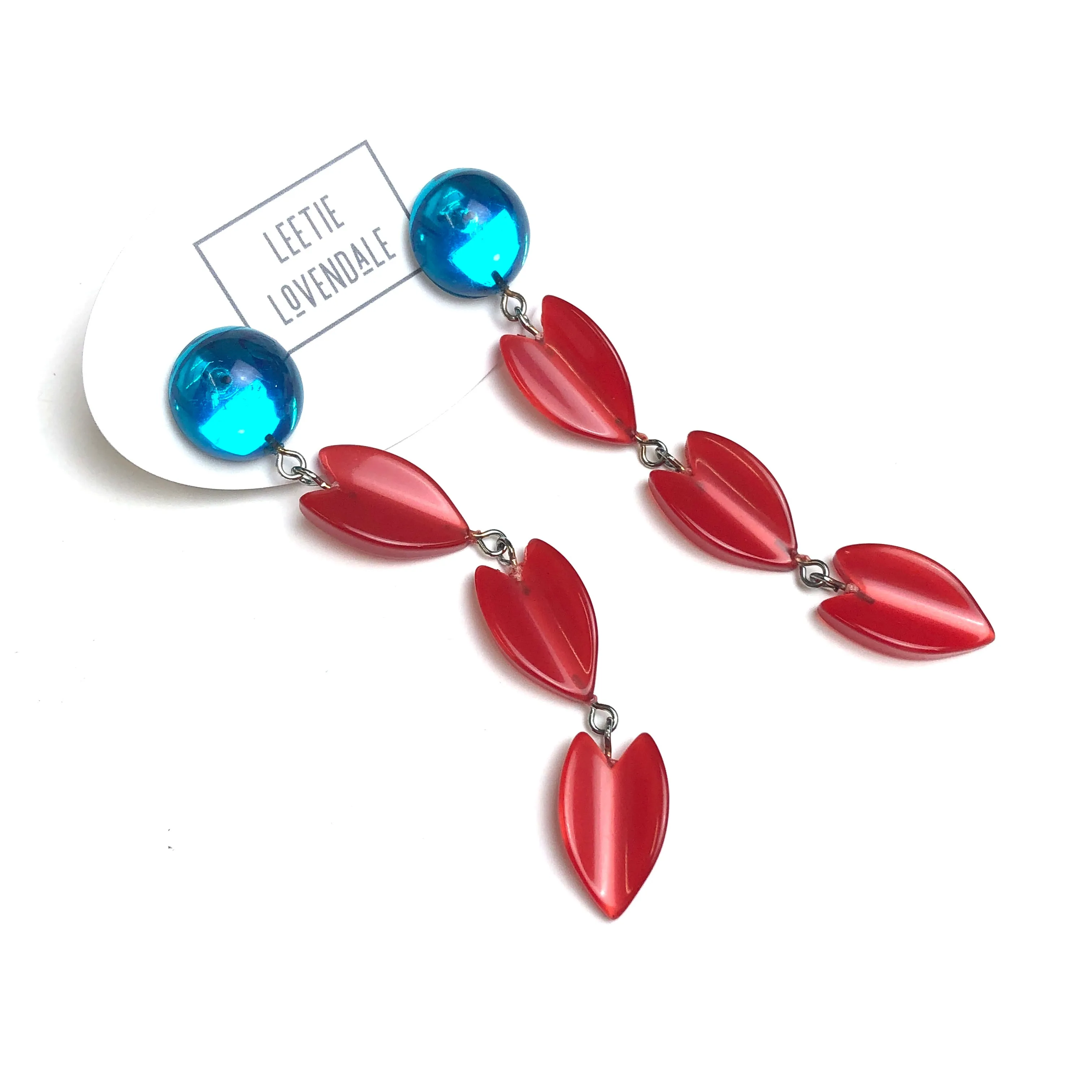 Capri & Cherry Red Moonglow Lucite Statement Earrings