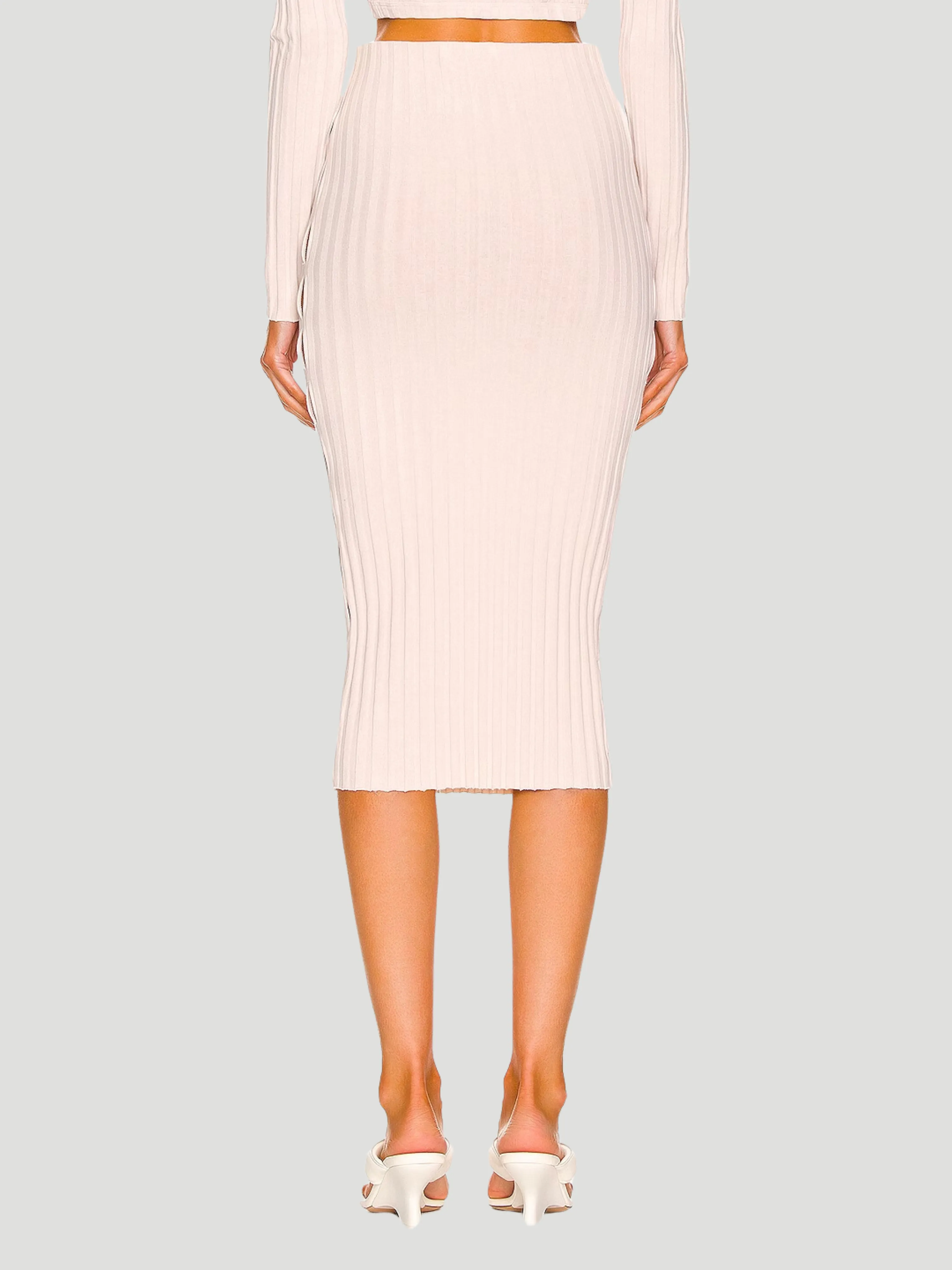 Capri Blush Ribbed Midi Skirt