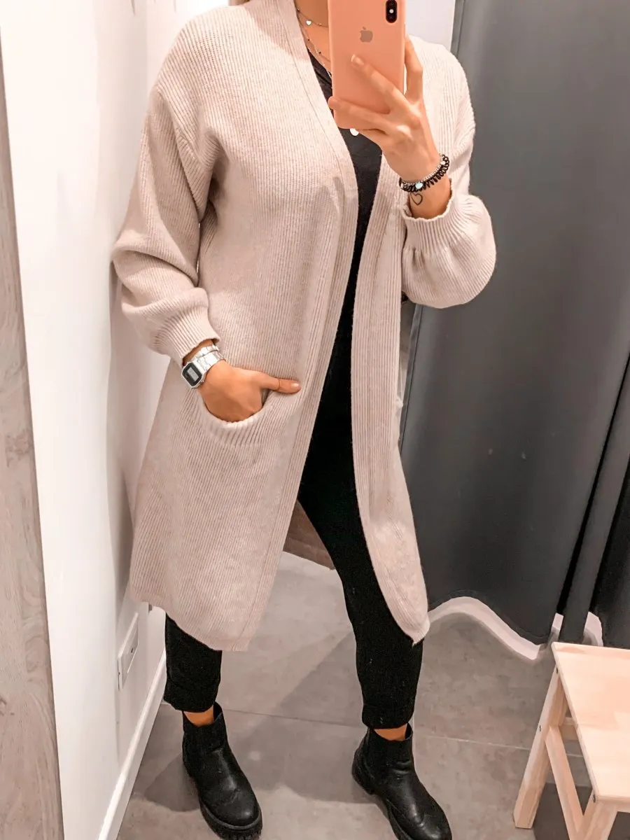 Cardigan lungo beige