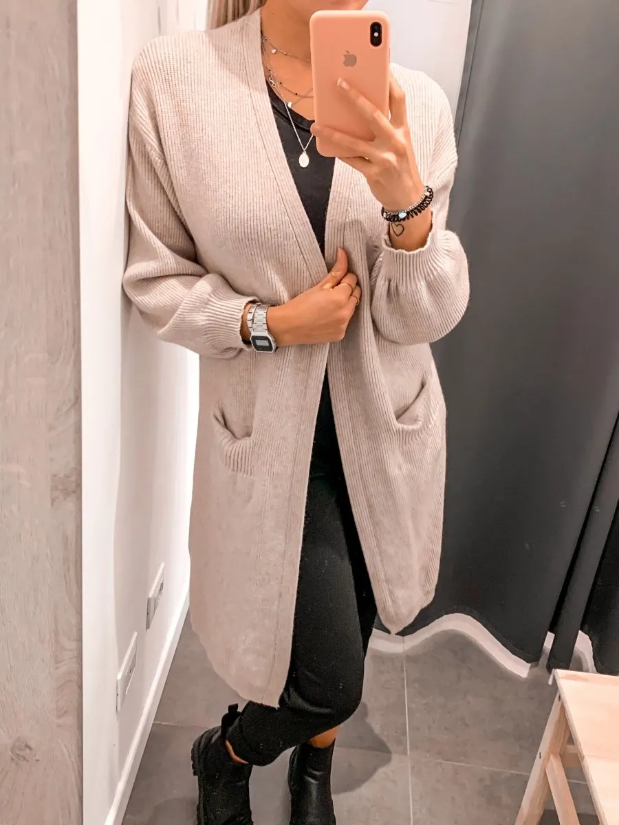 Cardigan lungo beige