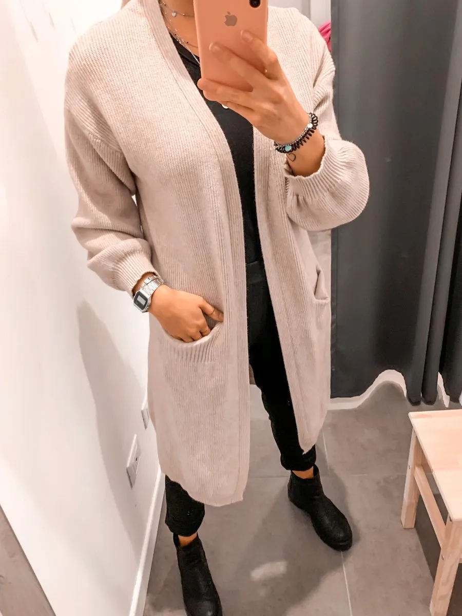 Cardigan lungo beige