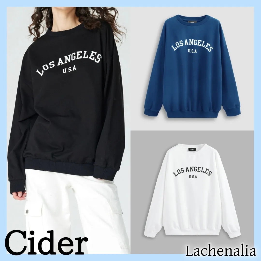 Cider  |Street Style Long Sleeves Cotton Oversized Logo