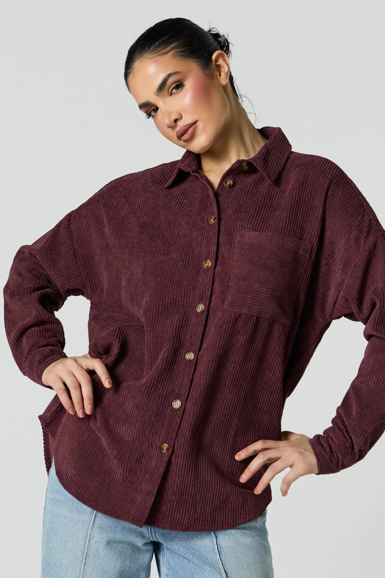 Corduroy Button-Up Top