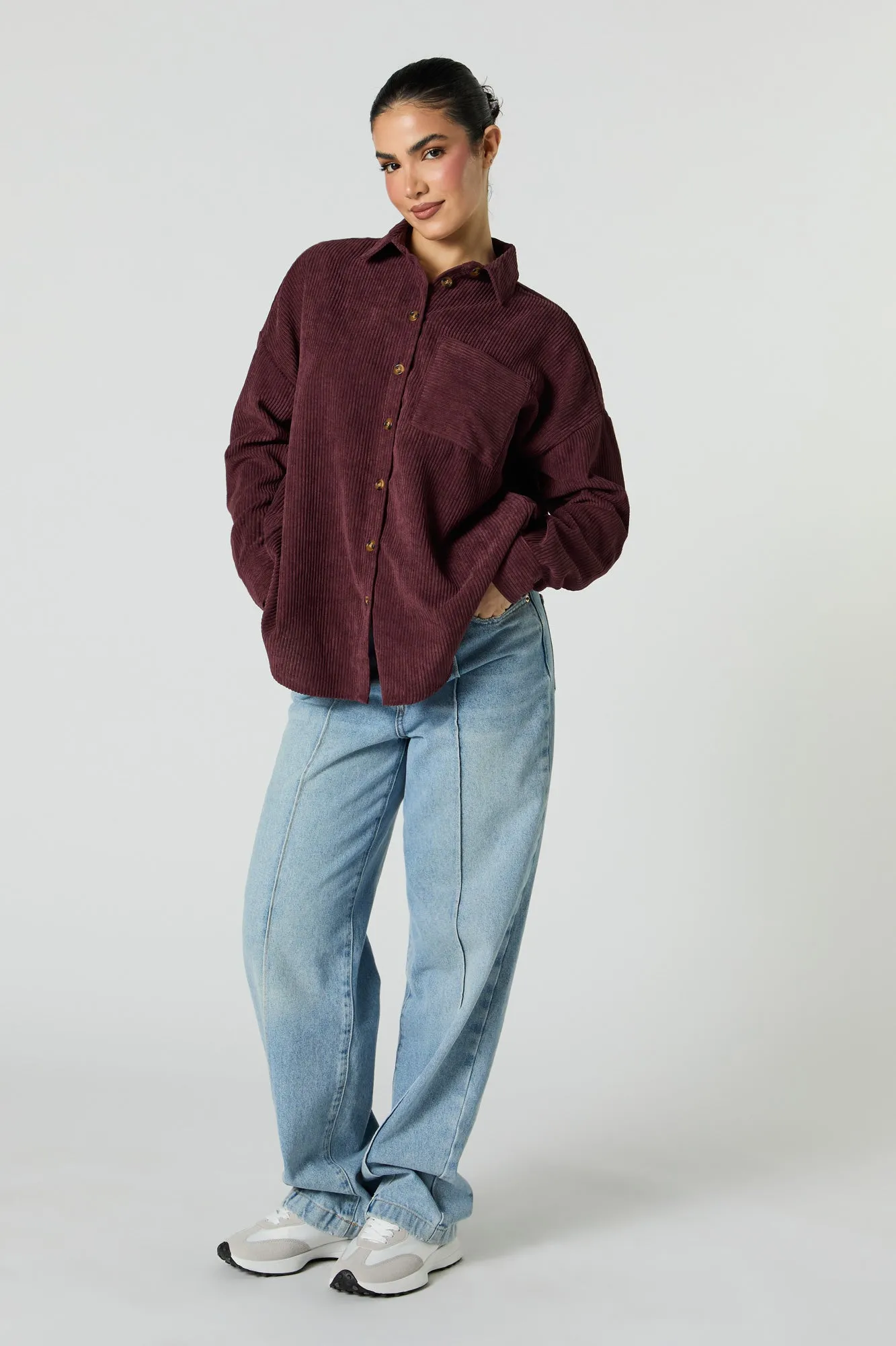 Corduroy Button-Up Top