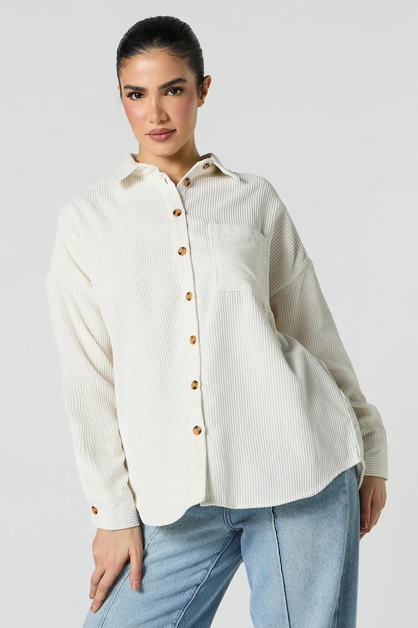 Corduroy Button-Up Top