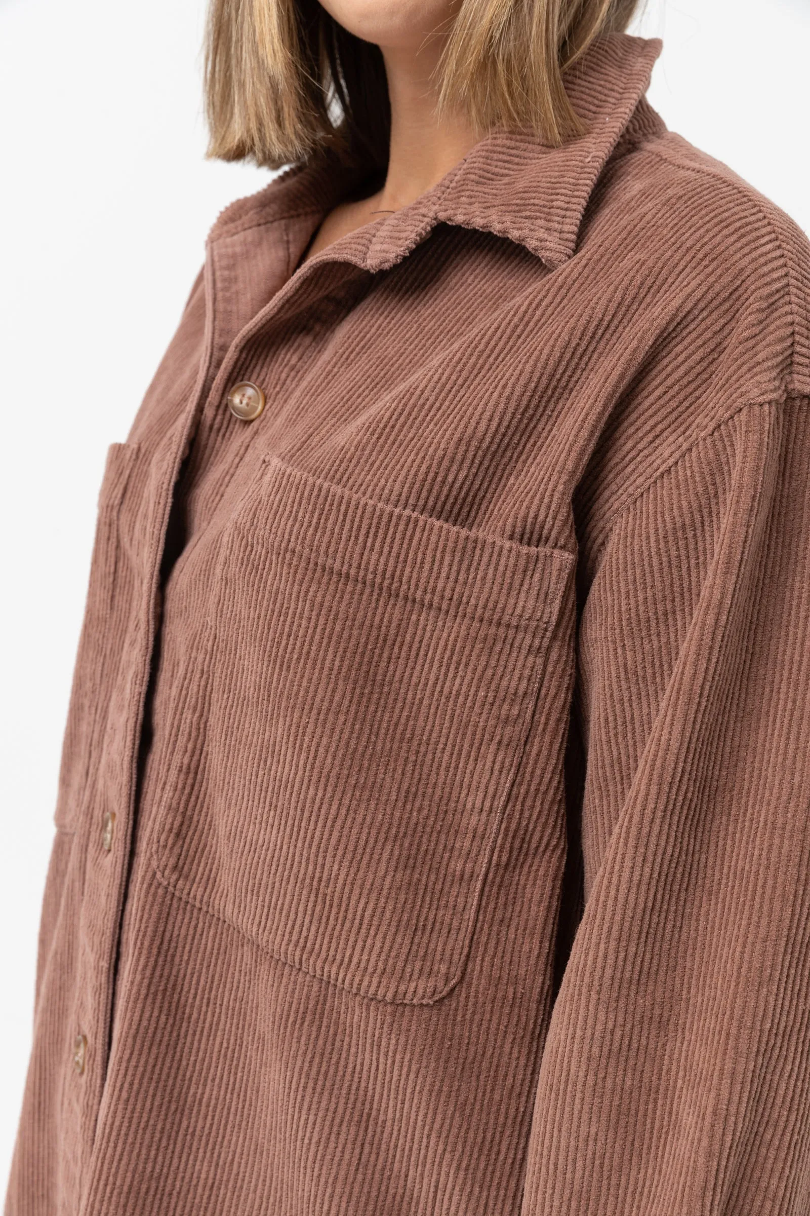 Corduroy Oversized Shacket Chocolate