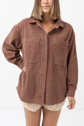 Corduroy Oversized Shacket Chocolate