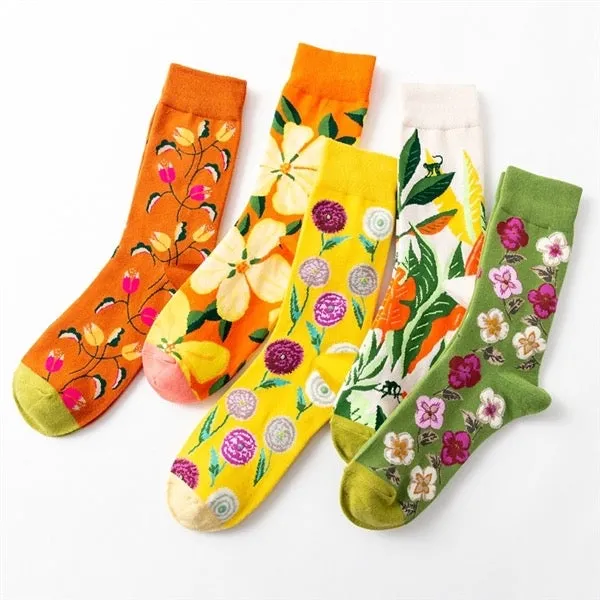 Crew Socks | Funky Socks - Green Floral