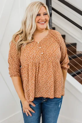 Daffodil Daydreams Floral Top- Rust