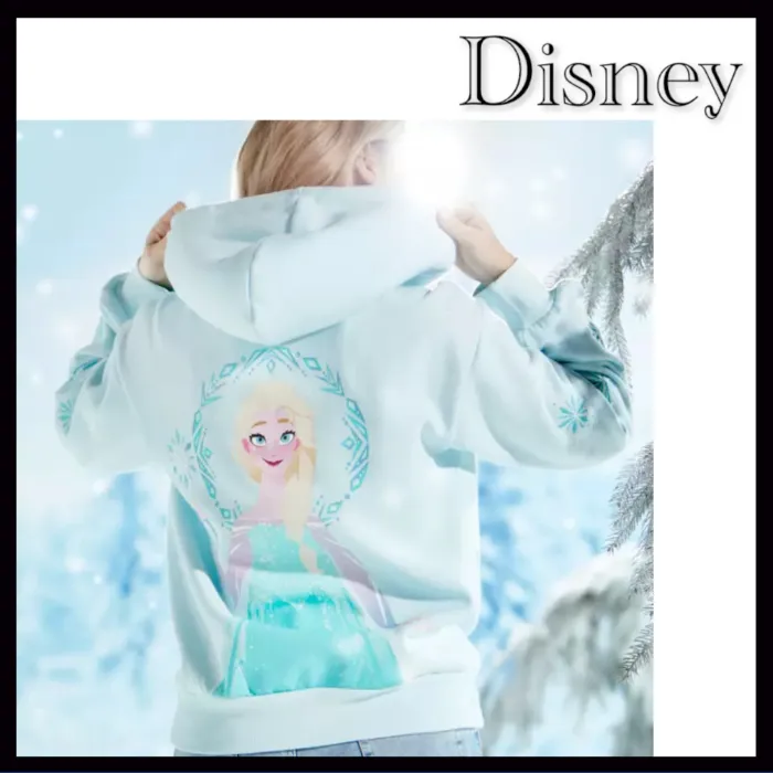 Disney  |Unisex Sweat Street Style Long Sleeves Cotton Logo Icy Color