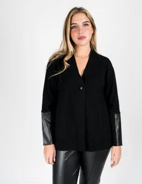 Elena mirò - Cardigan con motivo similpelle nero