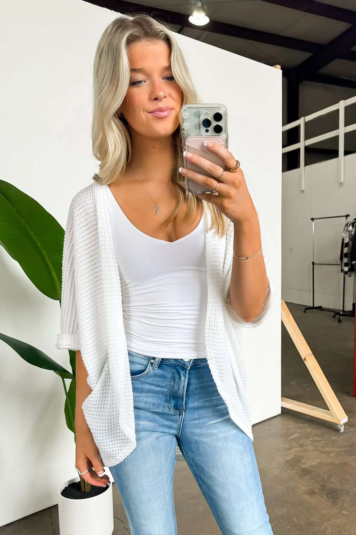 Elyssia Waffle Knit Dolman Cardigan - FINAL SALE