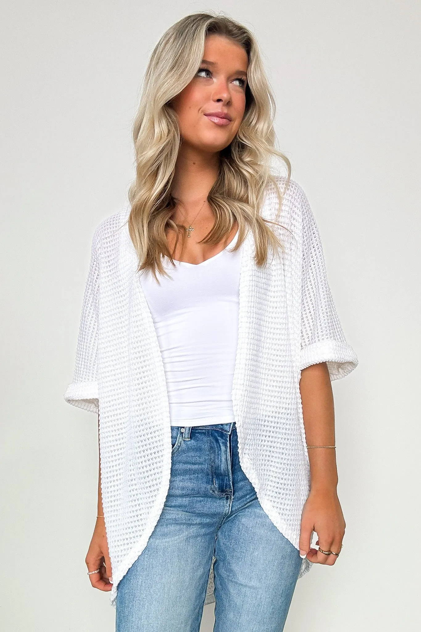 Elyssia Waffle Knit Dolman Cardigan - FINAL SALE