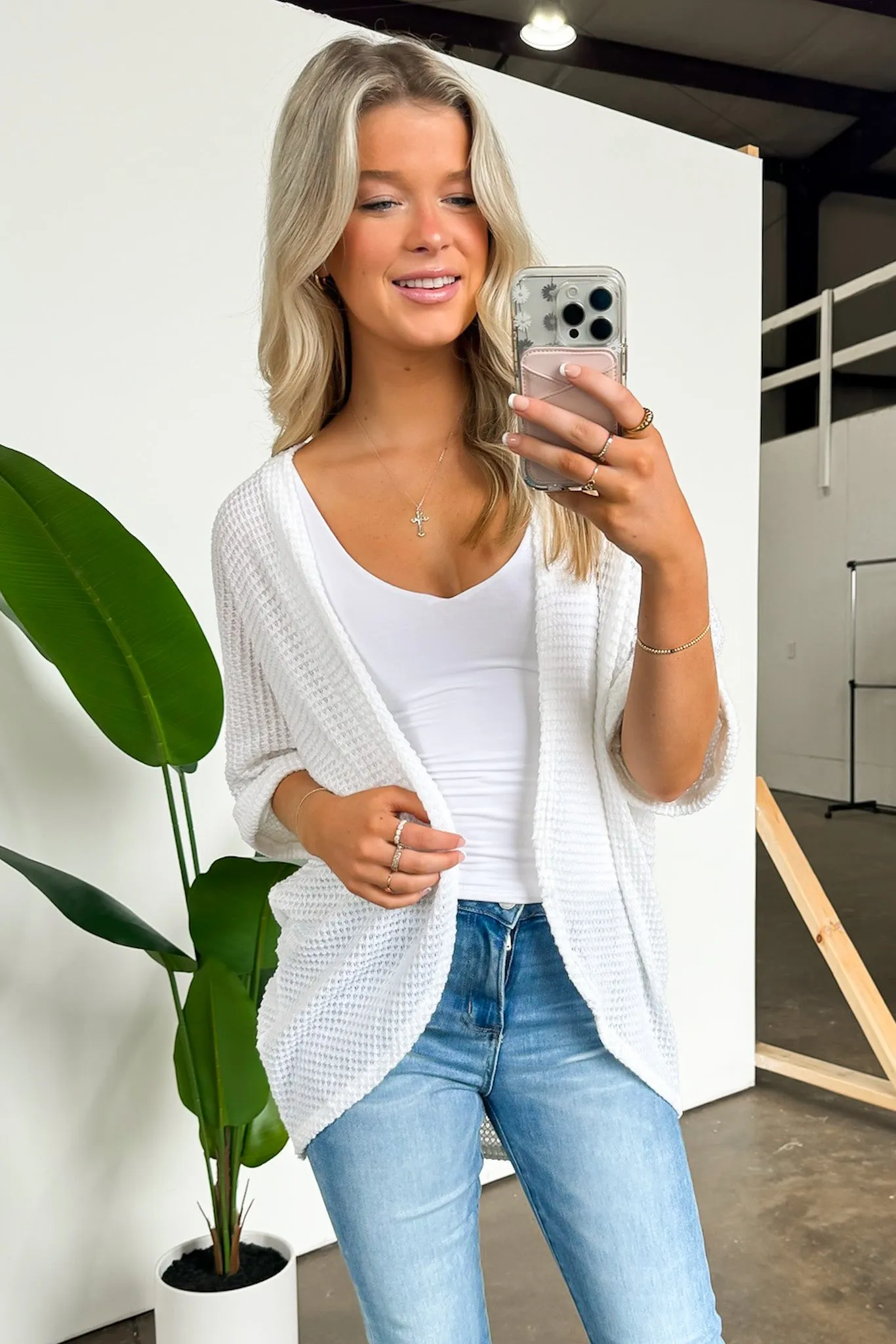 Elyssia Waffle Knit Dolman Cardigan - FINAL SALE