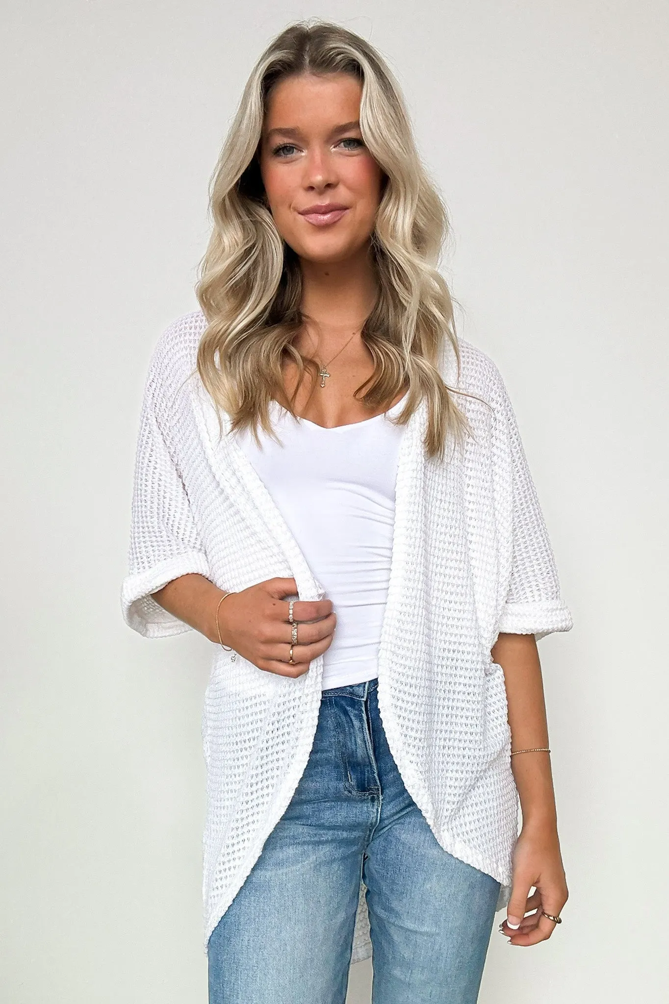 Elyssia Waffle Knit Dolman Cardigan - FINAL SALE