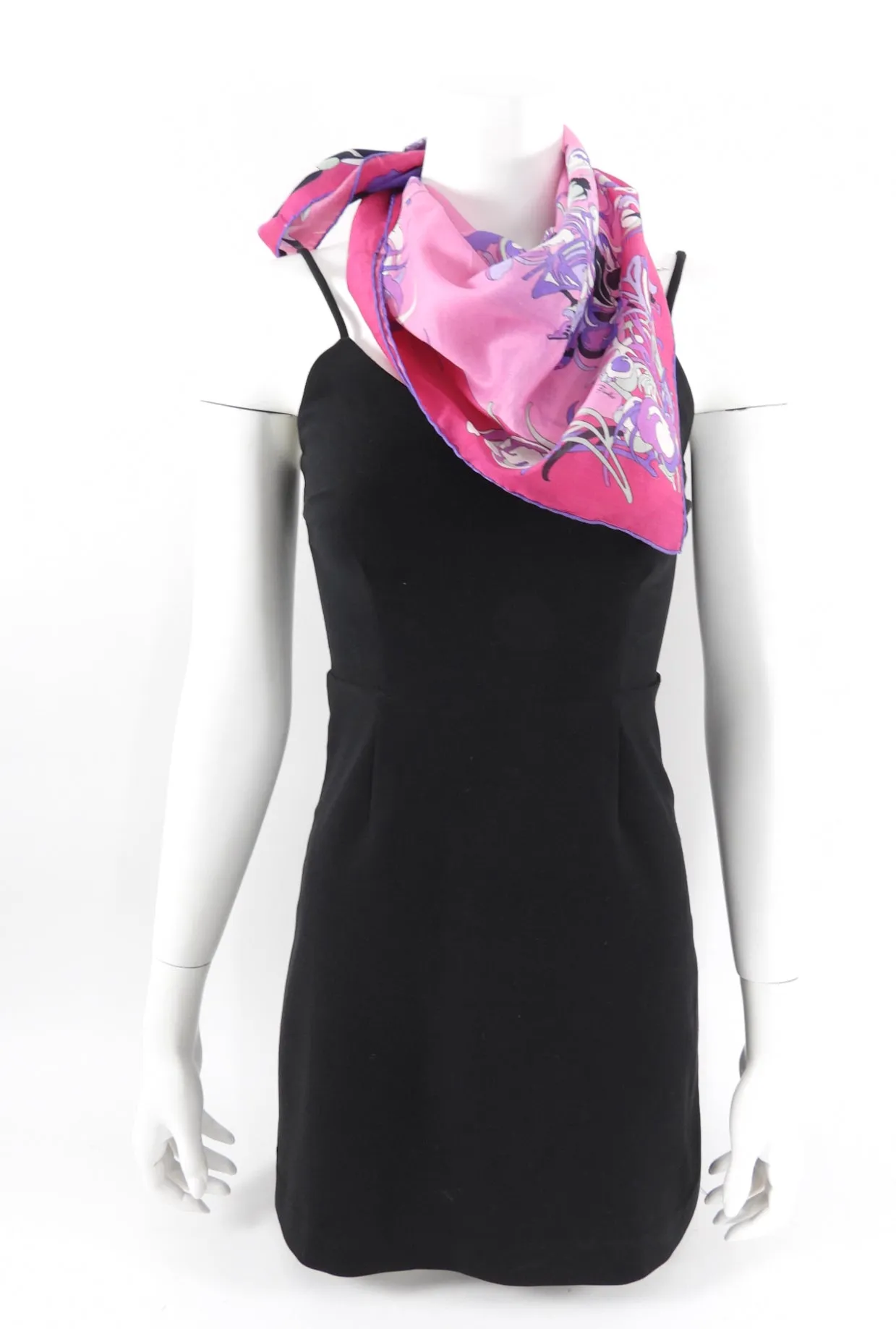 Emilio Pucci Small Pink Cotton Border Print Scarf