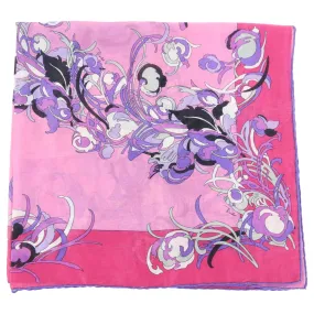 Emilio Pucci Small Pink Cotton Border Print Scarf