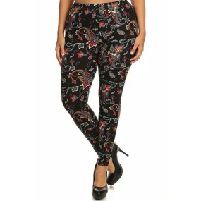 Floral abstract print leggings