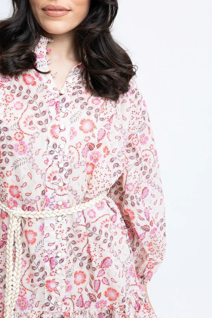 FLORAL PARIS BUTTON DOWN DRESS