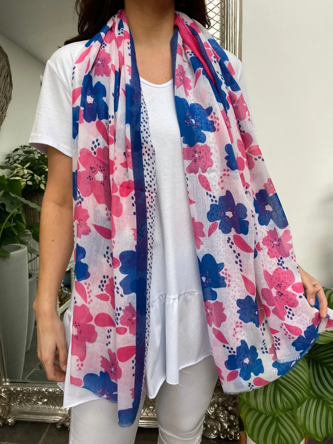 Flower Dot Print Scarf