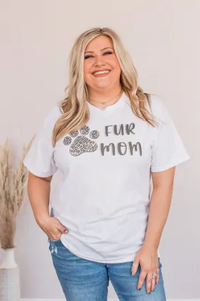 Fur Mom Graphic Tee- White & Leopard