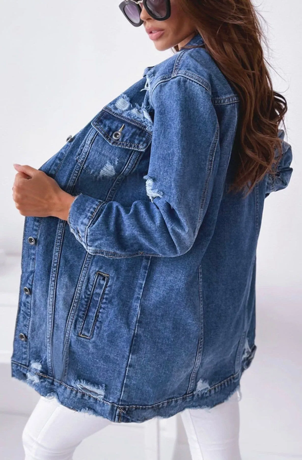 Gia Longline Ripped Denim  Jacket