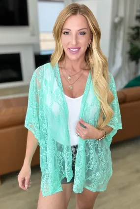 Good Days Ahead Lace Kimono In Mint